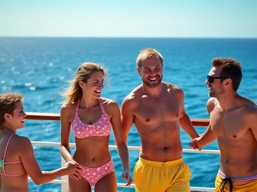 Family enjoying cruise deck activities