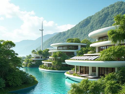 Green vacation destination with renewable energy