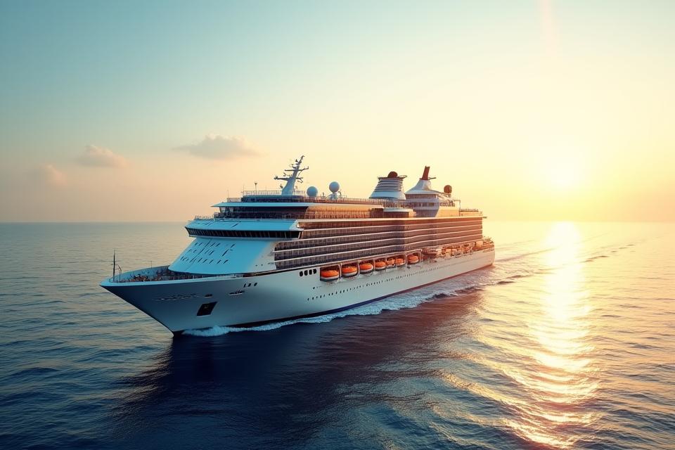 Luxury cruise ship on ocean voyage